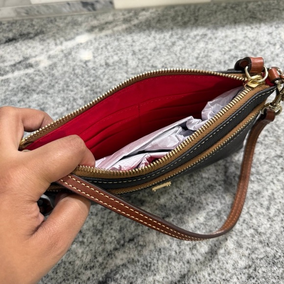 Dooney & Bourke Black and Tan Wristlet - Picture 3 of 3